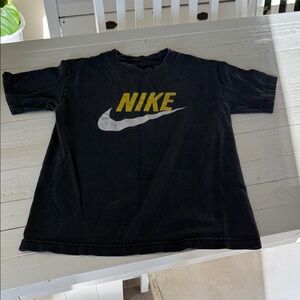 Vintage Nike Black Tee with Yellow and White Logo size small